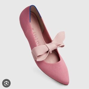 Rothy's Rosebud Maryjane, Pink and Beige Flats with Bow